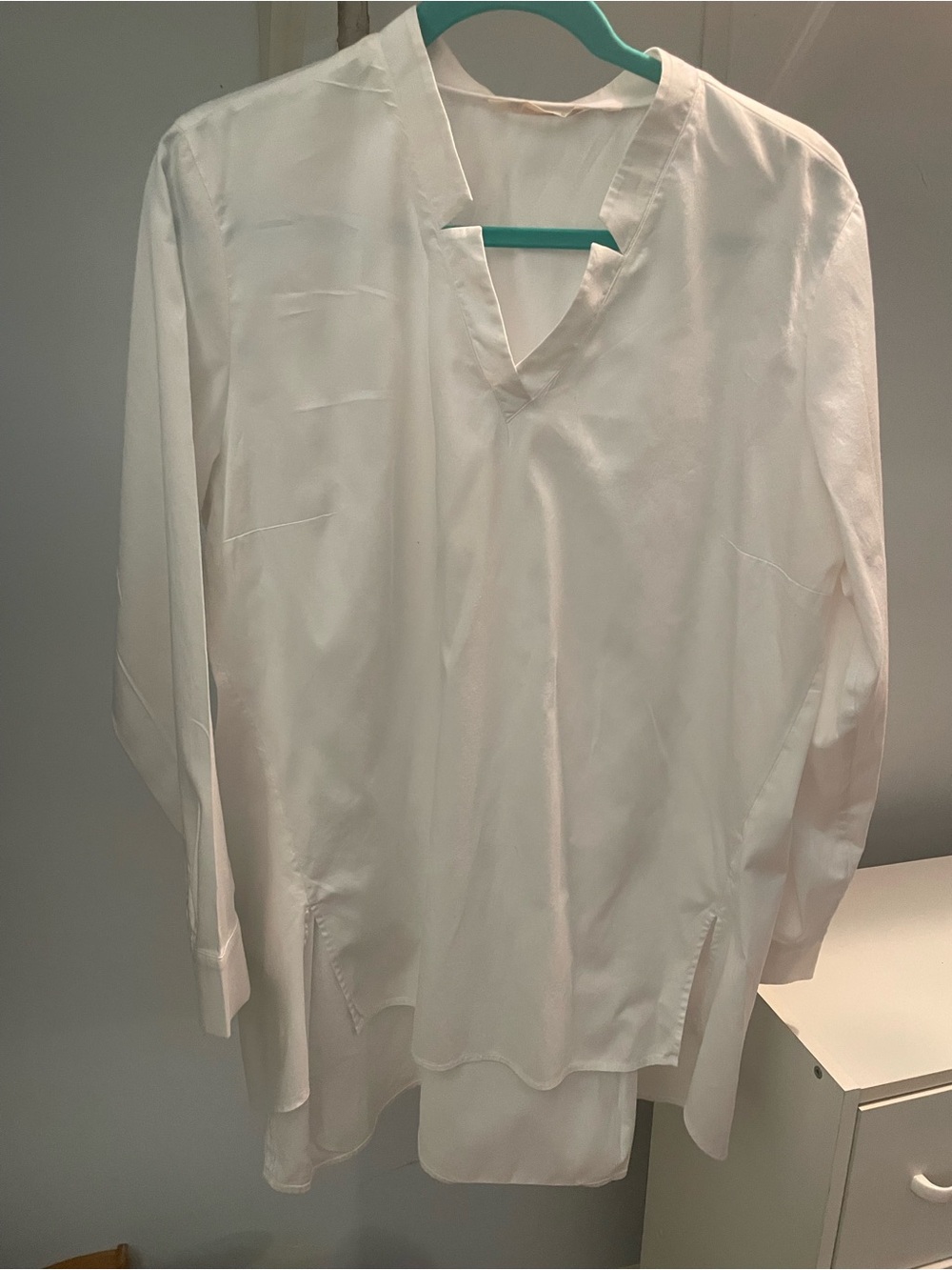 Soft Surroundings White Cotton Spandex Tunic High Low Hem